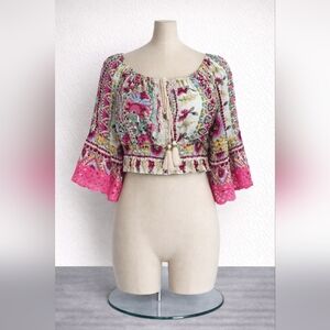 Bohemian Floral Pink Crop Top
